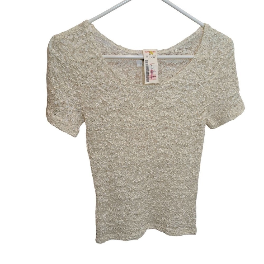 Vintage 1980s/1990s "Star Cody" Cream Colored Stretch Lace Top Size L (Juniors)